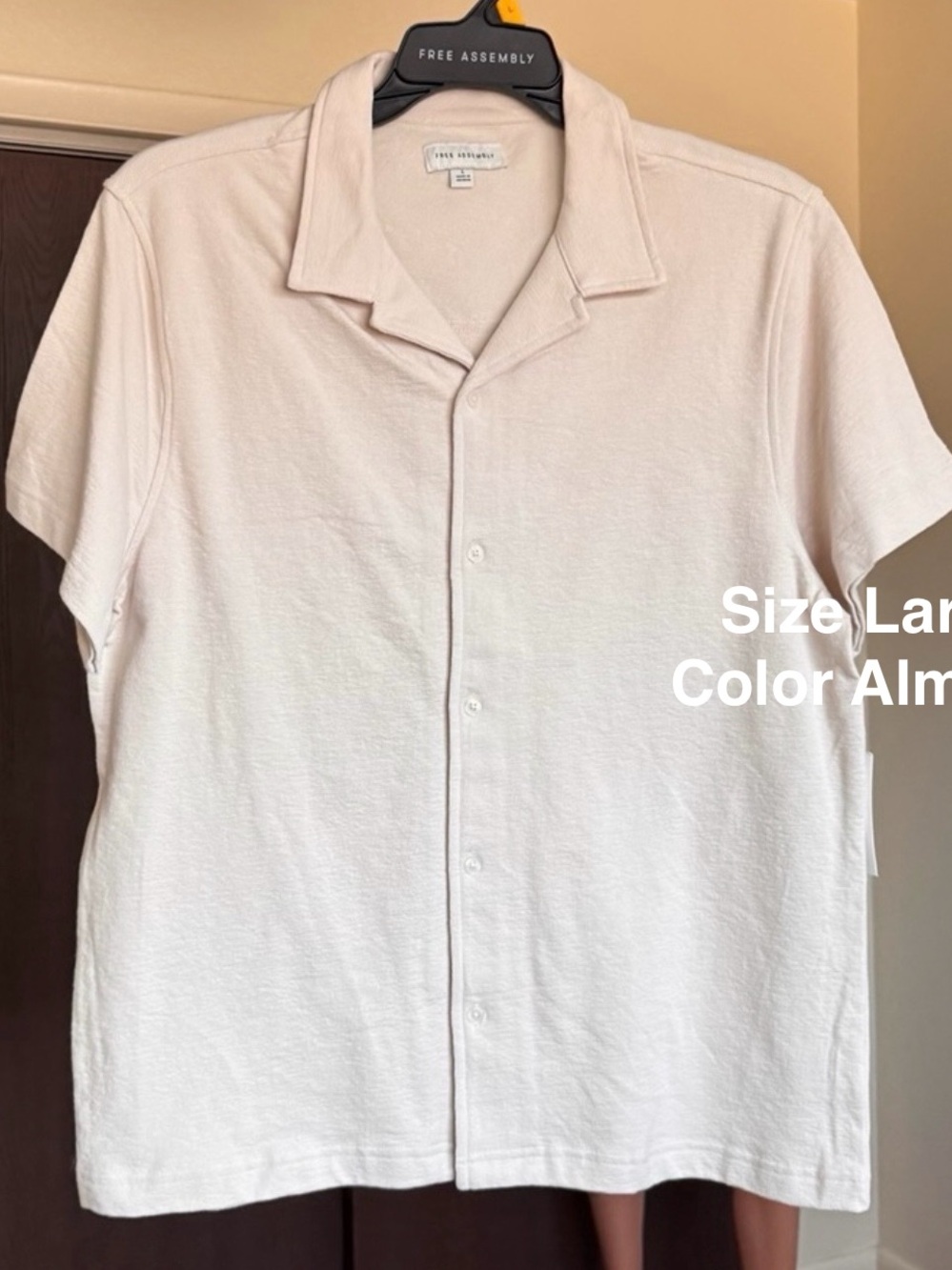 Free Assembly Men's Textured Cotton Camp Shirt with Short Sleeves